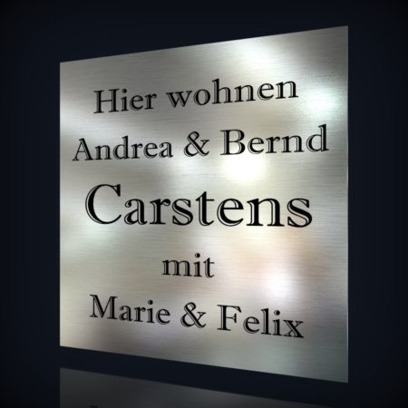 Edelstahl Namensschild “Carstens”