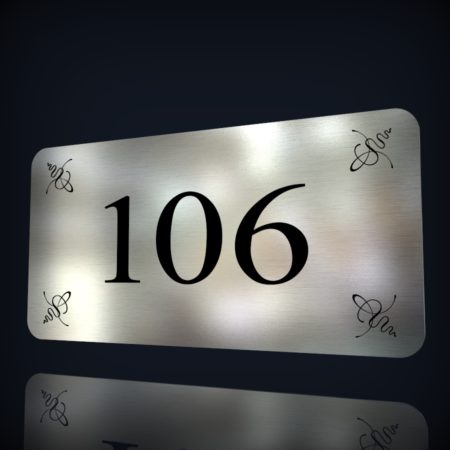 Edelstahl Schild “Nummer 106”