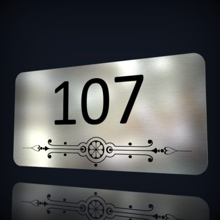 Edelstahl Schild “Nummer 107”