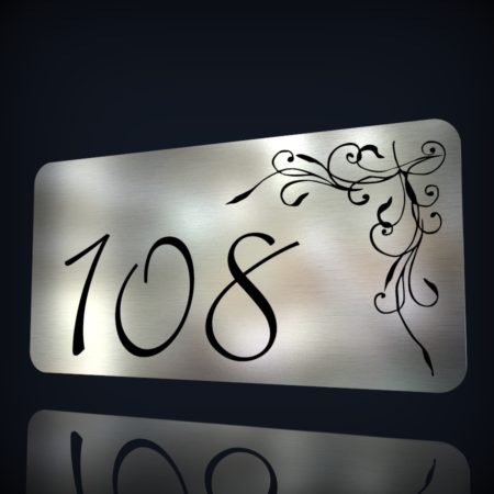 Edelstahl Schild “Nummer 108”