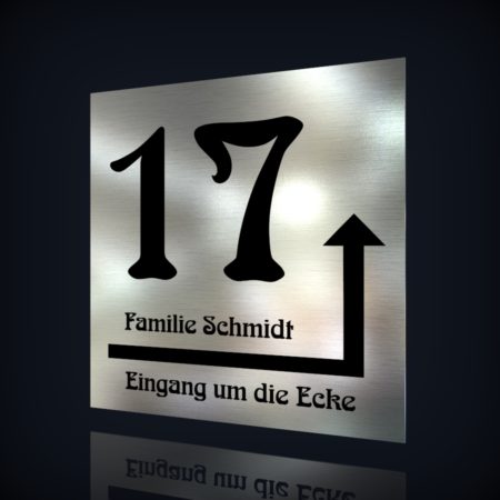 Edelstahl Hausnummer “17 – Eingang um die Ecke-2”