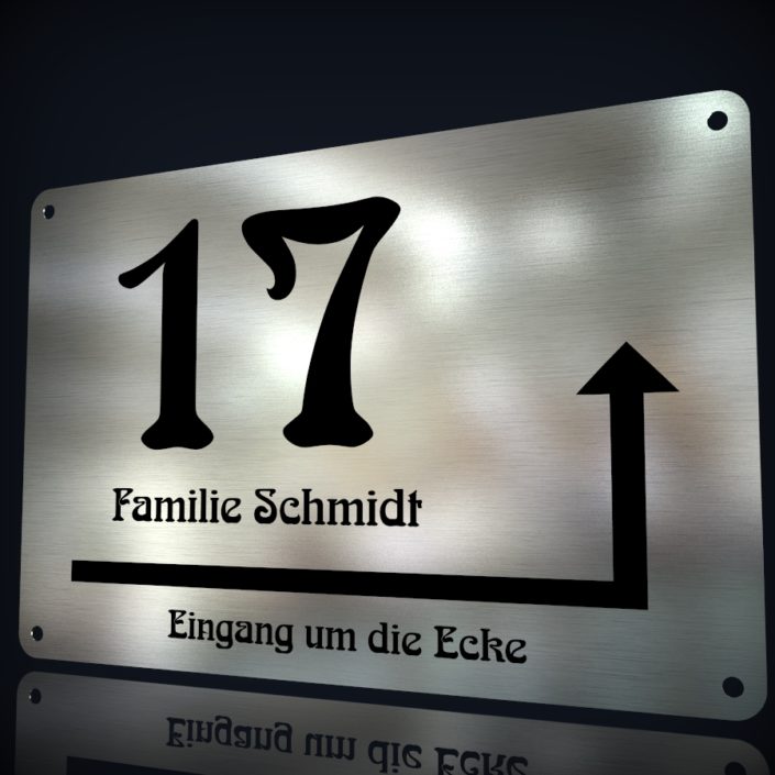 Edelstahl Hausnummer „17 - Eingang um die Ecke-2" - Lohner ...