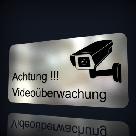 Edelstahl Hinweisschild „Videoüberwachung-2″ – Lohner Schilderwerkstatt