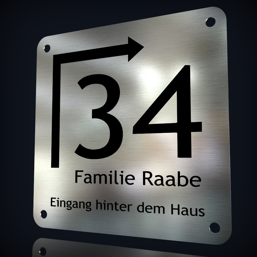 Edelstahl Hausnummer "34 - Eingang hinter dem Haus" – Bild 2