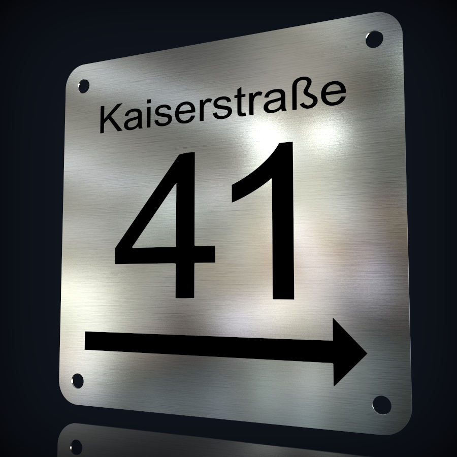 Edelstahl Hausnummer "41" mit Hinweispfeil – Bild 2