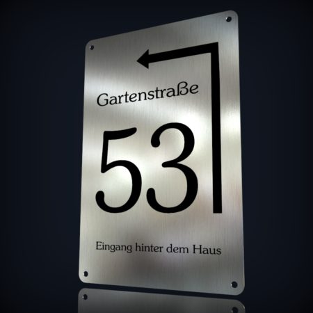 Edelstahl Hausnummer "53 - Eingang hinter dem Haus" – Bild 3