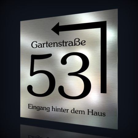 Edelstahl Hausnummer "53 - Eingang hinter dem Haus-2"